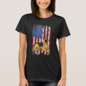 patriottische duitse herder - amerikaanse vlag 4e  t-shirt (Voorkant)