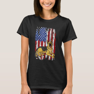 patriottische duitse herder - amerikaanse vlag 4e  t-shirt
