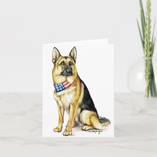 Patriottische Duitse Herder Dog Art Note Kaart (Voorkant)