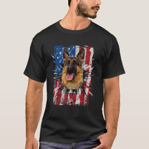Patriottische Duitse herder gescheurd Amerikaanse  T-shirt
