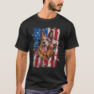 Patriottische Duitse herder gescheurd Amerikaanse T-shirt