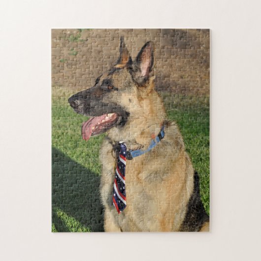 Patriottische Duitse Herder Reddingshond Legpuzzel (Verticaal)