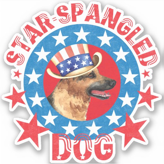 Patriottische Duitse Herder Vinyl Sticker (Voorkant)