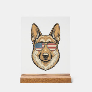 Patriottische Duitse Herder Zonnebril Vintage Kuns Acryl Bord
