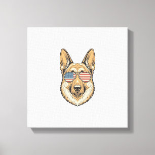 Patriottische Duitse Herder Zonnebril Vintage Kuns Canvas Afdruk