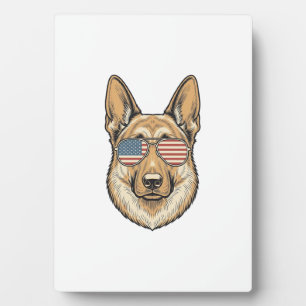 Patriottische Duitse Herder Zonnebril Vintage Kuns Fotoplaat