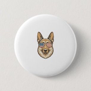 Patriottische Duitse Herder Zonnebril Vintage Kuns Ronde Button 5,7 Cm