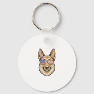 Patriottische Duitse Herder Zonnebril Vintage Kuns Sleutelhanger