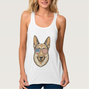 Patriottische Duitse Herder Zonnebril Vintage Kuns Tanktop