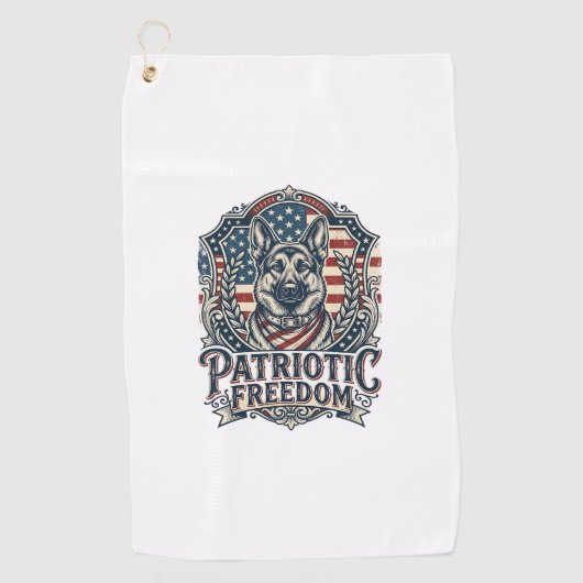 Patriottische Duitse Herdershond Vector Grafische Golfhanddoek (Voorkant)