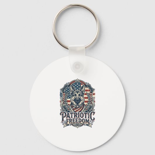 Patriottische Duitse Herdershond Vector Grafische  Sleutelhanger (Voorkant)