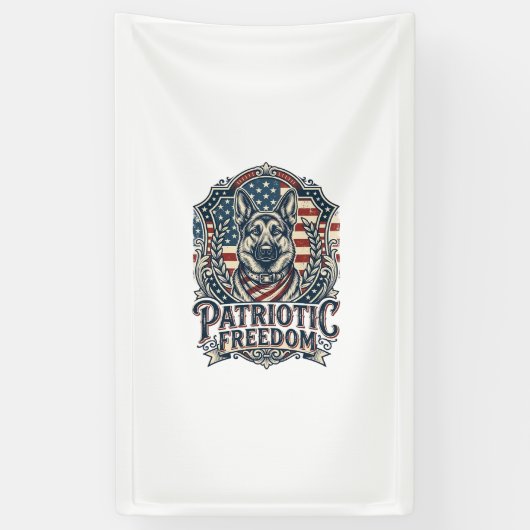 Patriottische Duitse Herdershond Vector Grafische Spandoek (Verticaal)