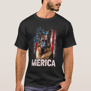 Patriottische Duitse Herdershond Vintage Amerikaan T-shirt