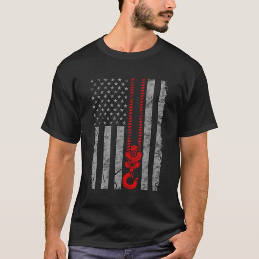 Patriottische dunne rode lijn Amerikaanse kraanmac T-shirt (Voorkant)