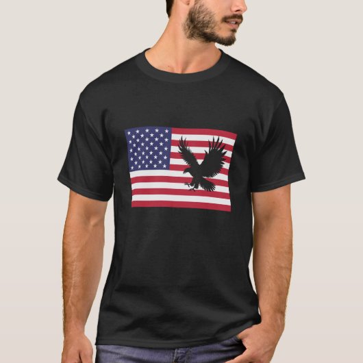 Patriottische Eagle 4 juli Amerikaanse vlag T-shirt (Voorkant)