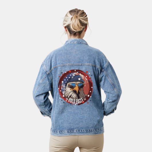 Patriottische Eagle Beret Denim Jas Denim Jacket (Model)