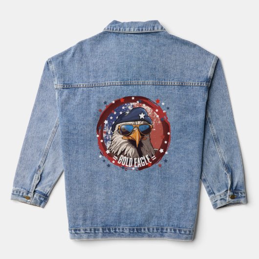Patriottische Eagle Beret Denim Jas Jacket (Achterkant)