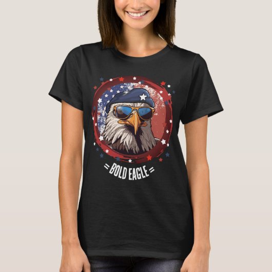 Patriottische Eagle Beret Denim Jas T-shirt (Voorkant)