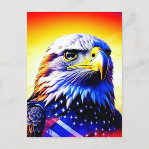 Patriottische Eagle en Amerikaanse vlag Briefkaart