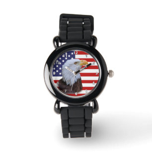 Patriottische Eagle en Amerikaanse vlag Horloge