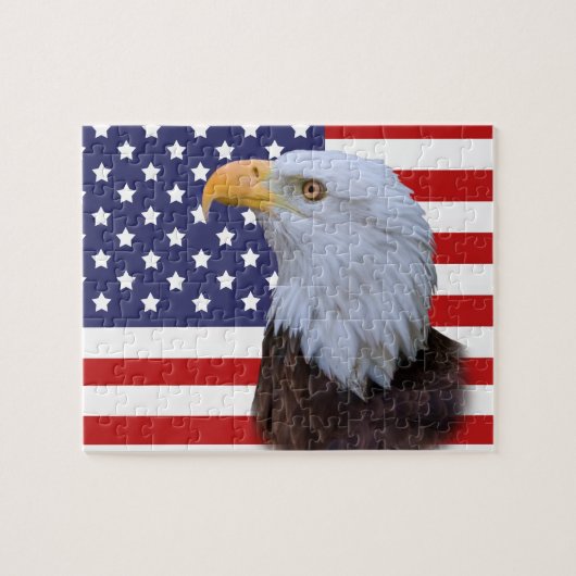 Patriottische Eagle en Amerikaanse vlag Legpuzzel (Horizontaal)