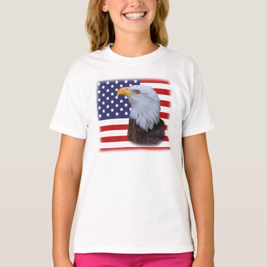 Patriottische Eagle en Amerikaanse vlag T-shirt (Voorkant)