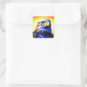 Patriottische Eagle en Amerikaanse vlag Vierkante Sticker (Tas)