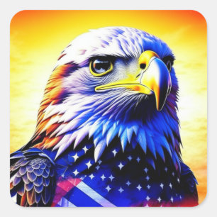 Patriottische Eagle en Amerikaanse vlag Vierkante Sticker
