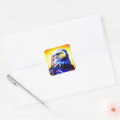 Patriottische Eagle en Amerikaanse vlag Vierkante Sticker (Envelop)