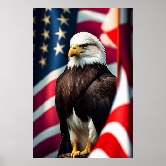 Patriottische Eagle Flag Poster Print (Voorkant)