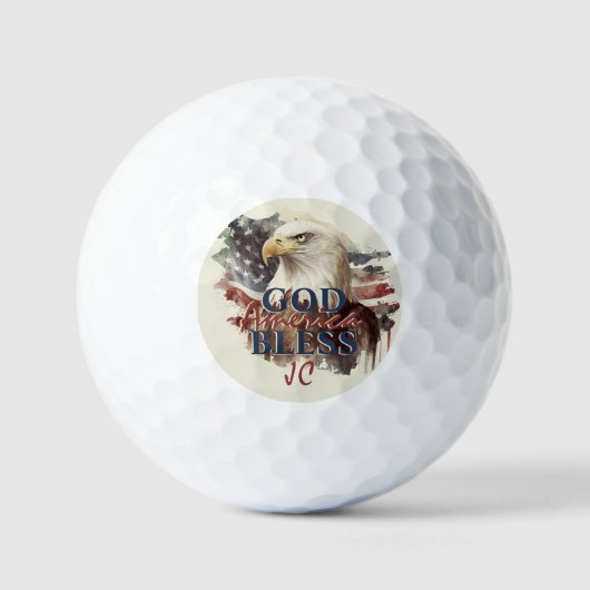 Patriottische Eagle God Bless Amerika Aangepaste I Golfballen (Voorkant)