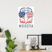 Patriottische Eagle Merica 4 juli Amerikaanse vlag Poster (Thuiskantoor)