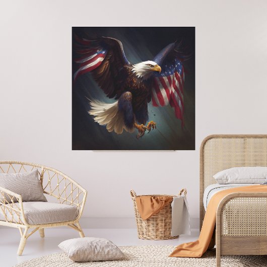 Patriottische Eagle Red White Blue 4 juli Fun Art Canvas Afdruk