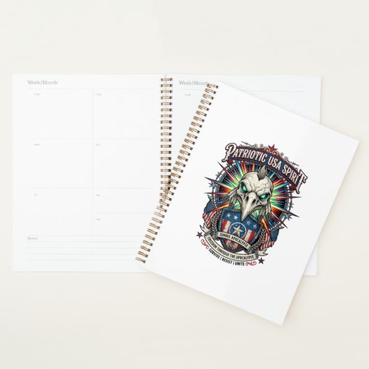 Patriottische Eagle Schedel Zombie Apocalyps Planner (Display)