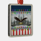 Patriottische Eagle Silver-omlijst Square Ornament (Rechts)