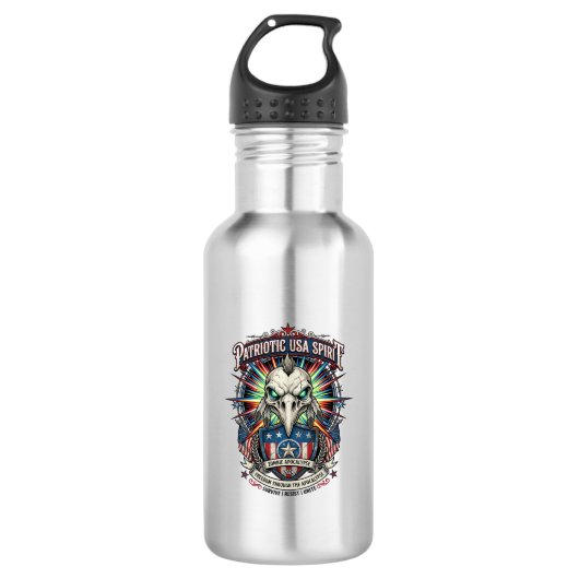 Patriottische Eagle Skull Zombie Apocalyps Aan Ein Waterfles (Voorkant)
