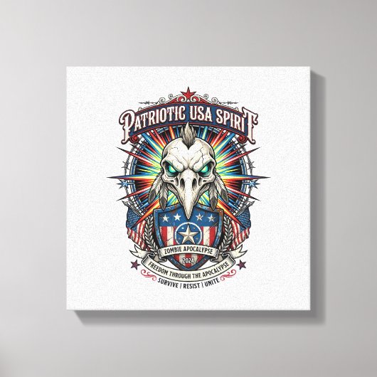 Patriottische Eagle Skull Zombie Apocalyps aan het Canvas Afdruk (Voorkant)