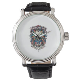 Patriottische Eagle Skull Zombie Apocalyps aan het Horloge