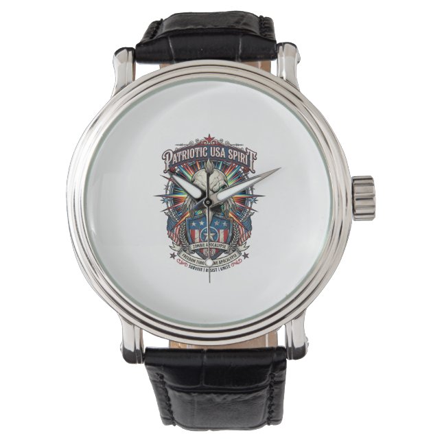 Patriottische Eagle Skull Zombie Apocalyps aan het Horloge (Voorkant)