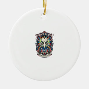 Patriottische Eagle Skull Zombie Apocalyps Aan Het Keramisch Ornament