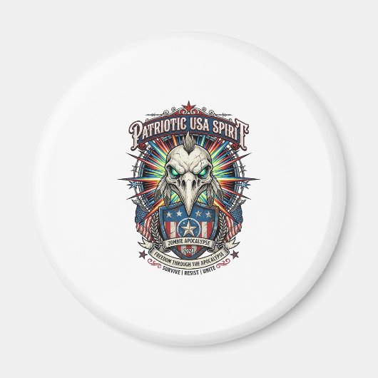 Patriottische Eagle Skull Zombie Apocalyps aan het Magneet (Voorkant)