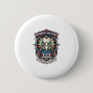 Patriottische Eagle Skull Zombie Apocalyps Aan Het Ronde Button 5,7 Cm