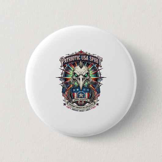 Patriottische Eagle Skull Zombie Apocalyps Aan Het Ronde Button 5,7 Cm (Voorkant)