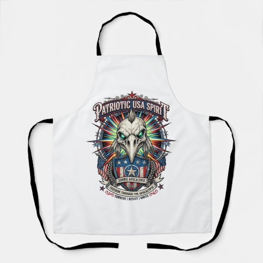 Patriottische Eagle Skull Zombie Apocalyps aan het Schort (Voorkant)