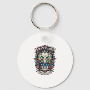 Patriottische Eagle Skull Zombie Apocalyps aan het Sleutelhanger