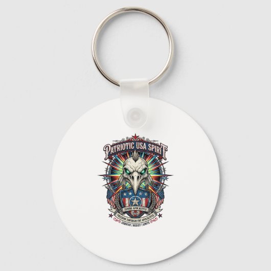 Patriottische Eagle Skull Zombie Apocalyps aan het Sleutelhanger (Voorkant)