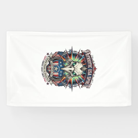Patriottische Eagle Skull Zombie Apocalyps aan het Spandoek (Horizontaal)