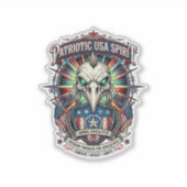 Patriottische Eagle Skull Zombie Apocalyps aan het Sticker (Voorkant)
