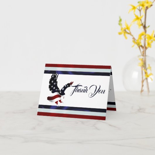 Patriottische Eagle Veteran dank u Kaart (Gele Bloem)