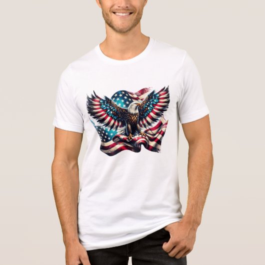 Patriottische Eagle VS Vlag 4 juli Tri-Blend Shirt (Voorkant)